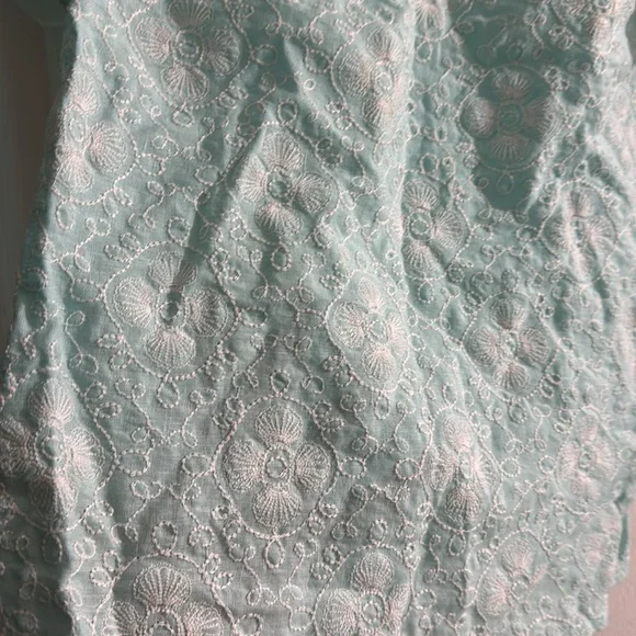 Vineyard Vines by Shep & Ian Linen Top sky blue Medium white thread pattern cute - Picture 4 of 10